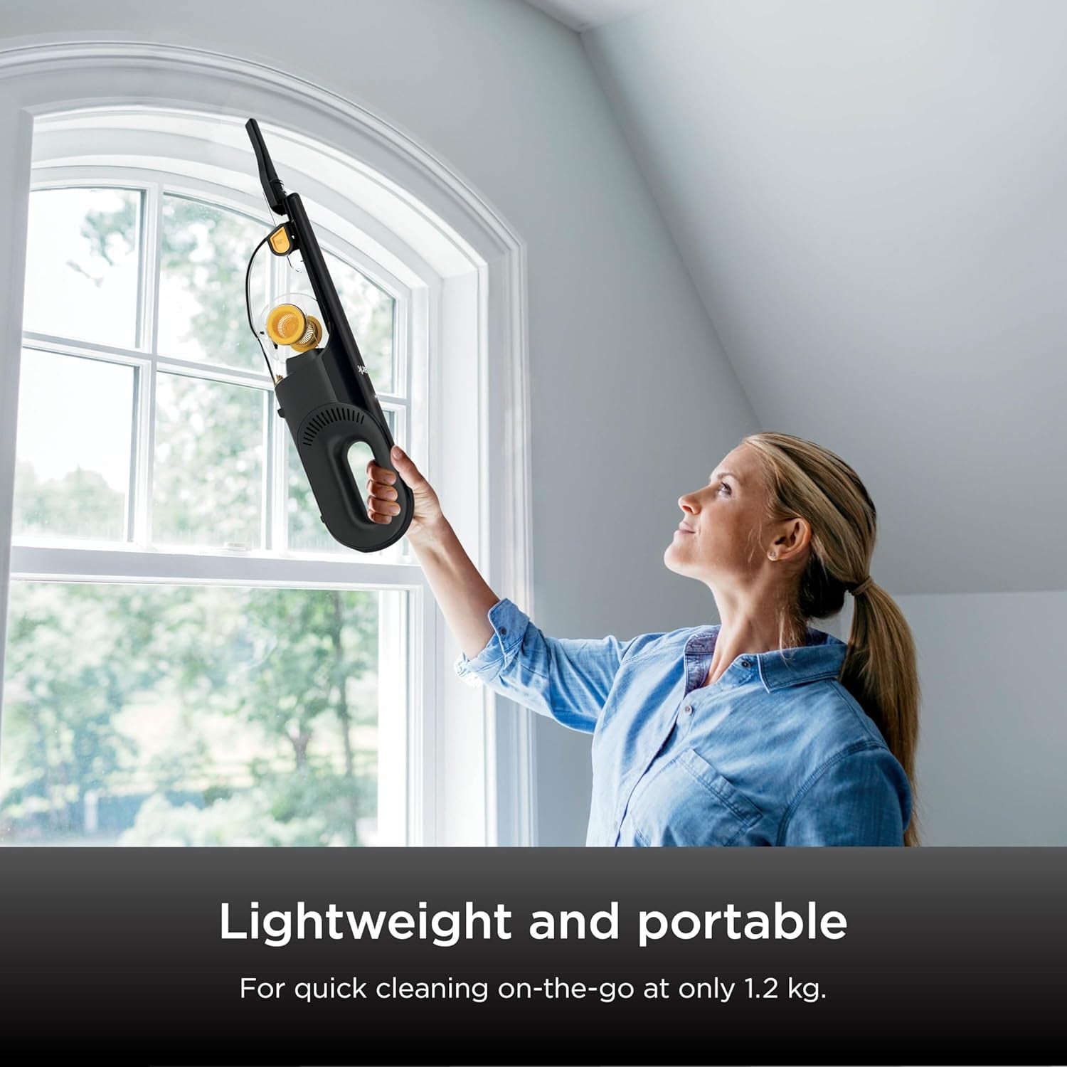 Handheld Cordless Vacuum Cleaner with Pet Tool, Crevice Tool & Dusting Brush, 80 W, 0.45 Liters, 10 Minute Run-Time, Washable Filter, Black & Yellow, CH950UKT