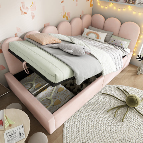 Pink Velvet Upholstered Daybed with Storage