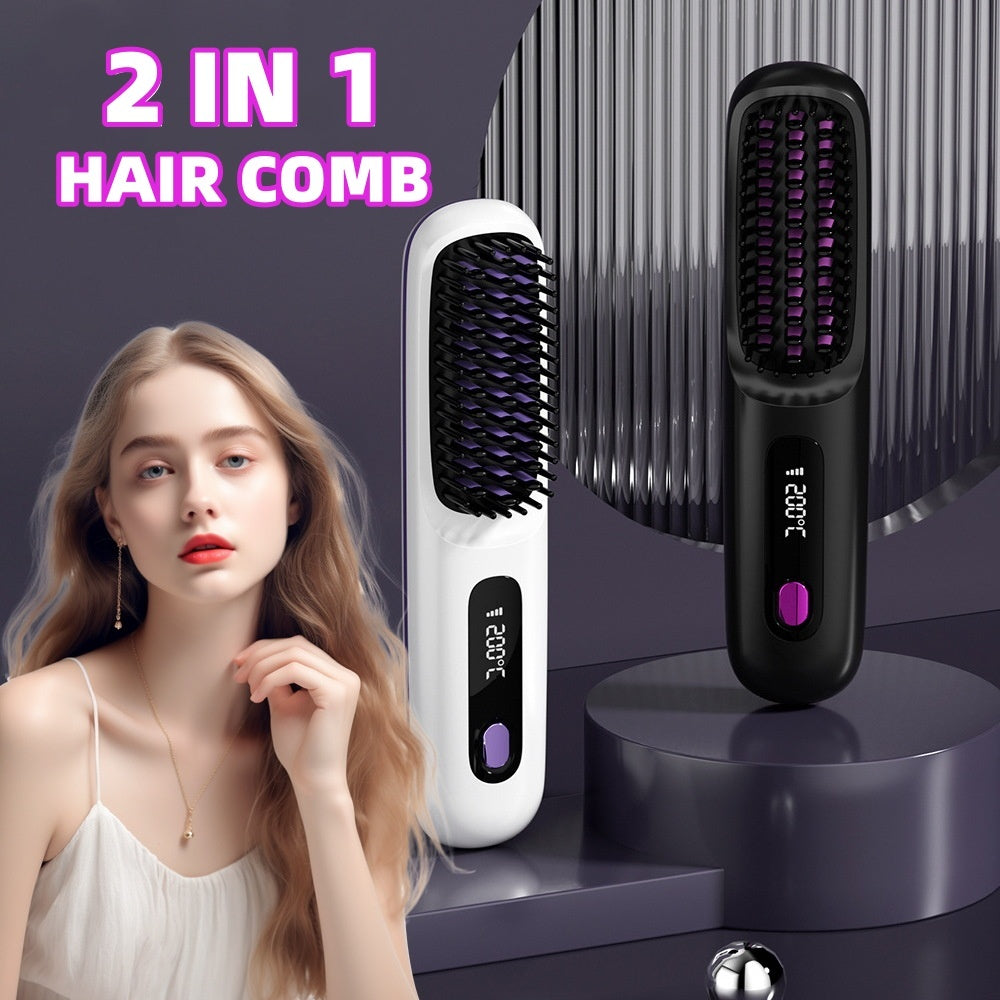 2-in-1 Cordless Hair Straightener Brush