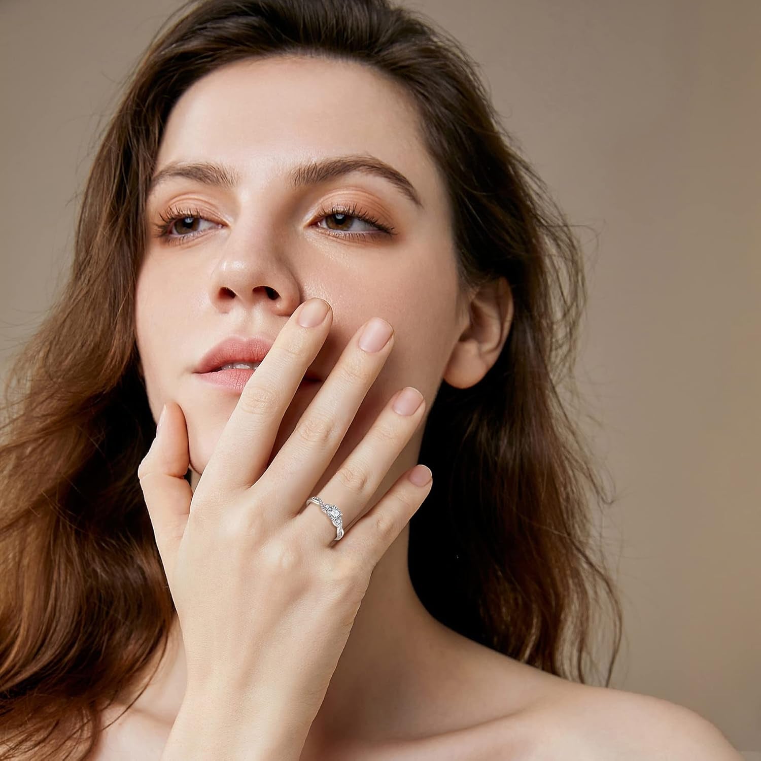 Engagement Ring for Women 18K White Gold Plated 925 Sterling Silver Promise Ring Anniversary Wedding Proposal Ring Eternity Ring for Her