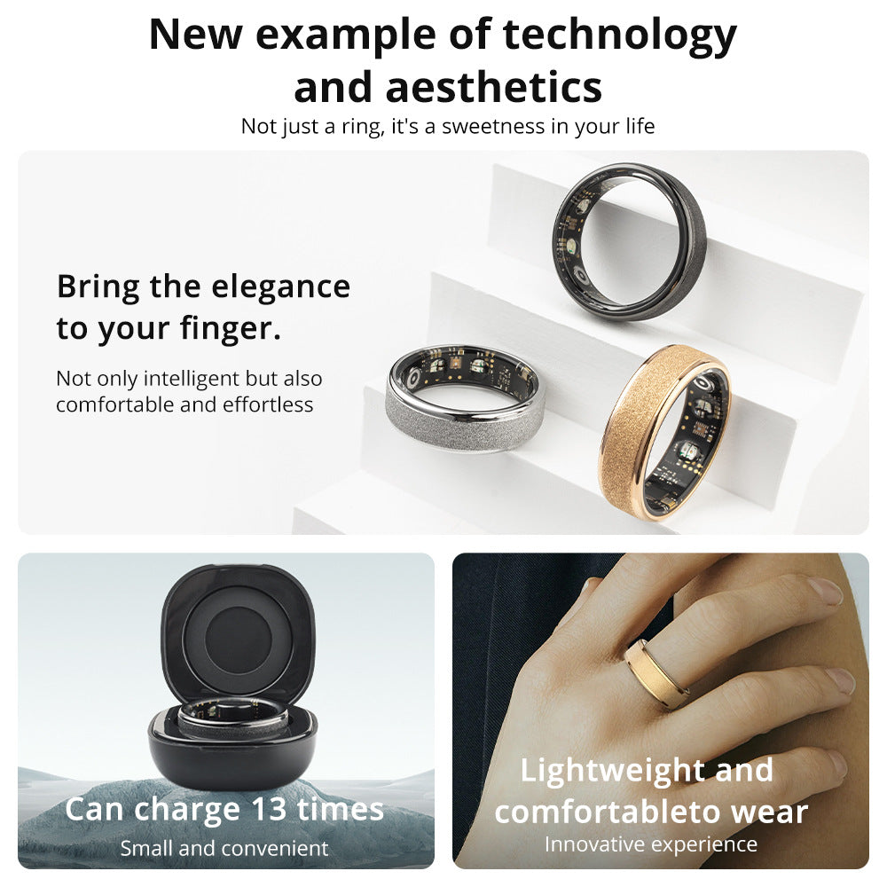 Smart Health Tracking Ring with Charging Case