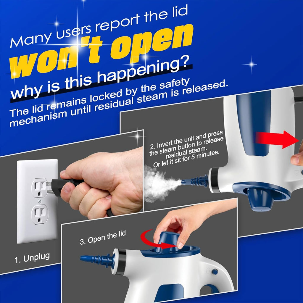 Hand Held Steam Cleaner, Portable Steam Cleaners, Steam Cleaner Handheld, Comes with 12-Piece Accessories for Multi-Surface Stain Removal, Perfect for Stain Removal, Car, Sofa, Floor, Bathroom, Window