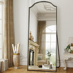 165 X 60 Cm Full-Length Mirror - Unique Curved Top, for Wardrobe, Bedroom, Hanging, Standing or Leaning, Black