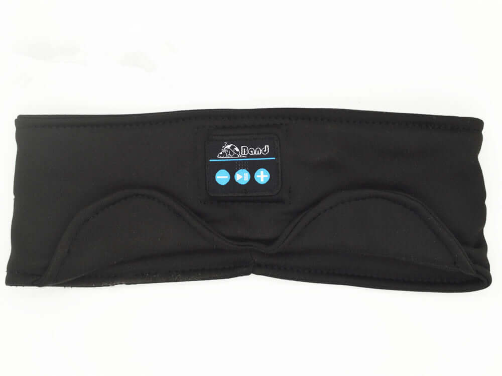 Headscarf Eye Mask Dual-use Music Headset Bluetooth Hair Band Sleeping in black, featuring wireless controls for music.