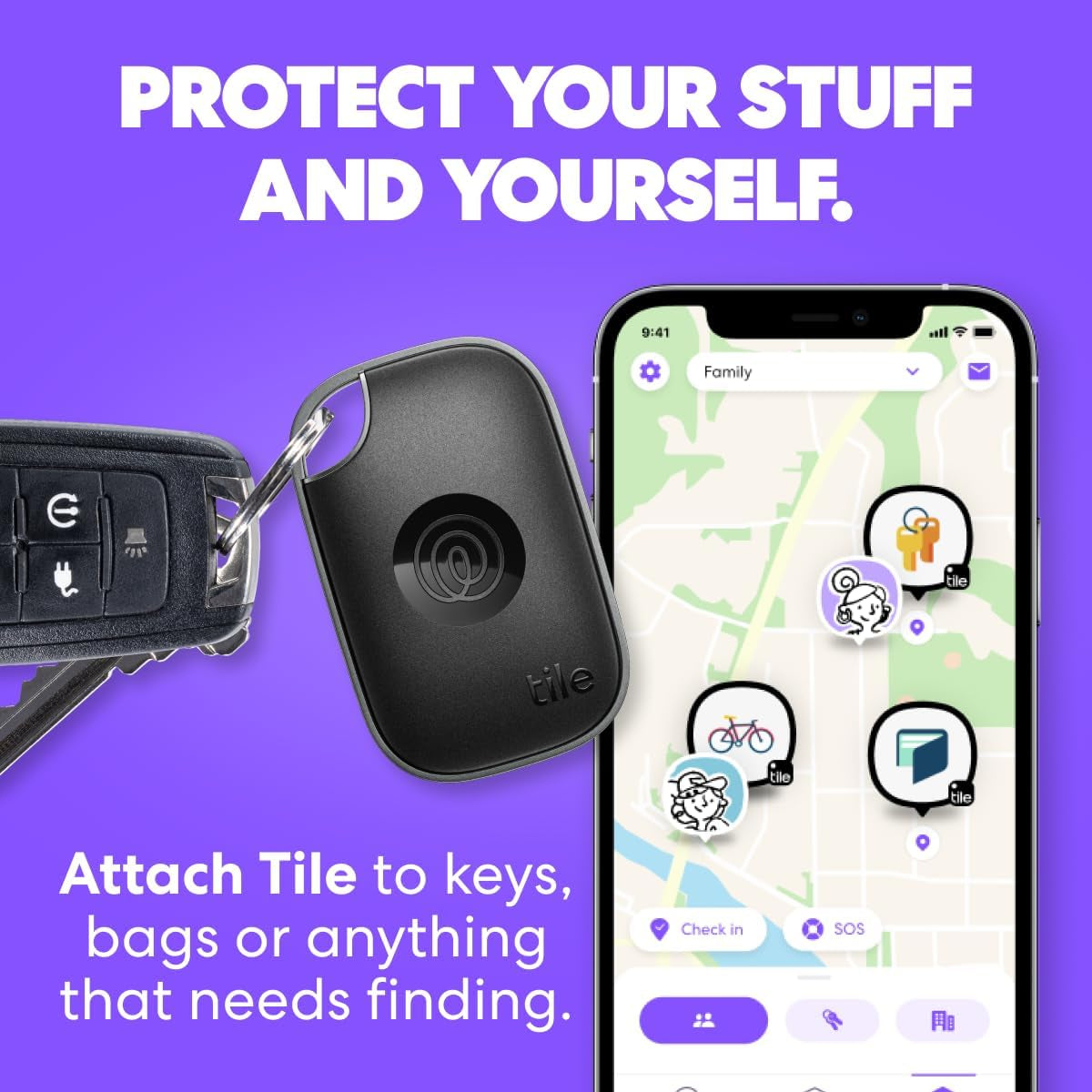 Tile by Life360 Pro - Powerful Bluetooth Tracker, Key Finder and Item Locator for Keys Bags, and More, Both Ios and Android Compatible, Phone Finder. Pack of 2 (Black/White)