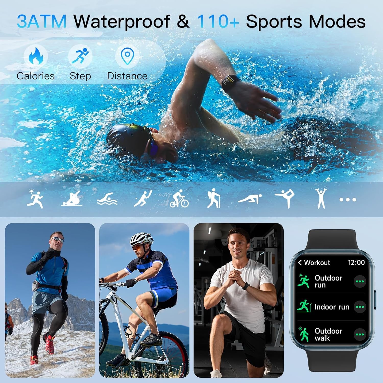Smart Watch for Men Women (Answer/Make Call), Alexa Built-In, 1.8" Touch Screen Fitness Watch with Spo2 Heart Rate Sleep Monitor, 100 Sport, IP68 Waterproof Step Counter Smartwatch for Iphone Android