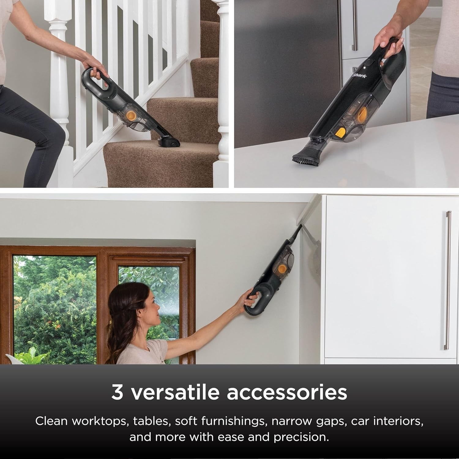 Handheld Cordless Vacuum Cleaner with Pet Tool, Crevice Tool & Dusting Brush, 80 W, 0.45 Liters, 10 Minute Run-Time, Washable Filter, Black & Yellow, CH950UKT