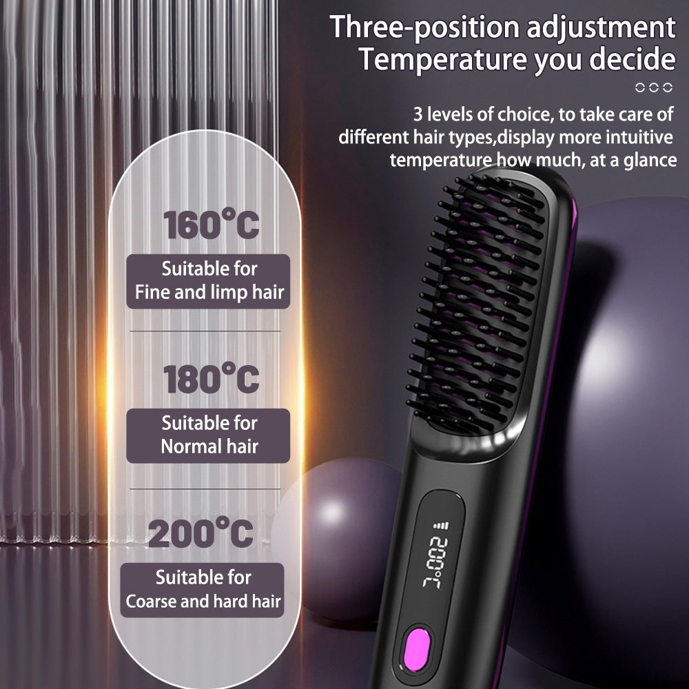 2-in-1 Cordless Hair Straightener Brush