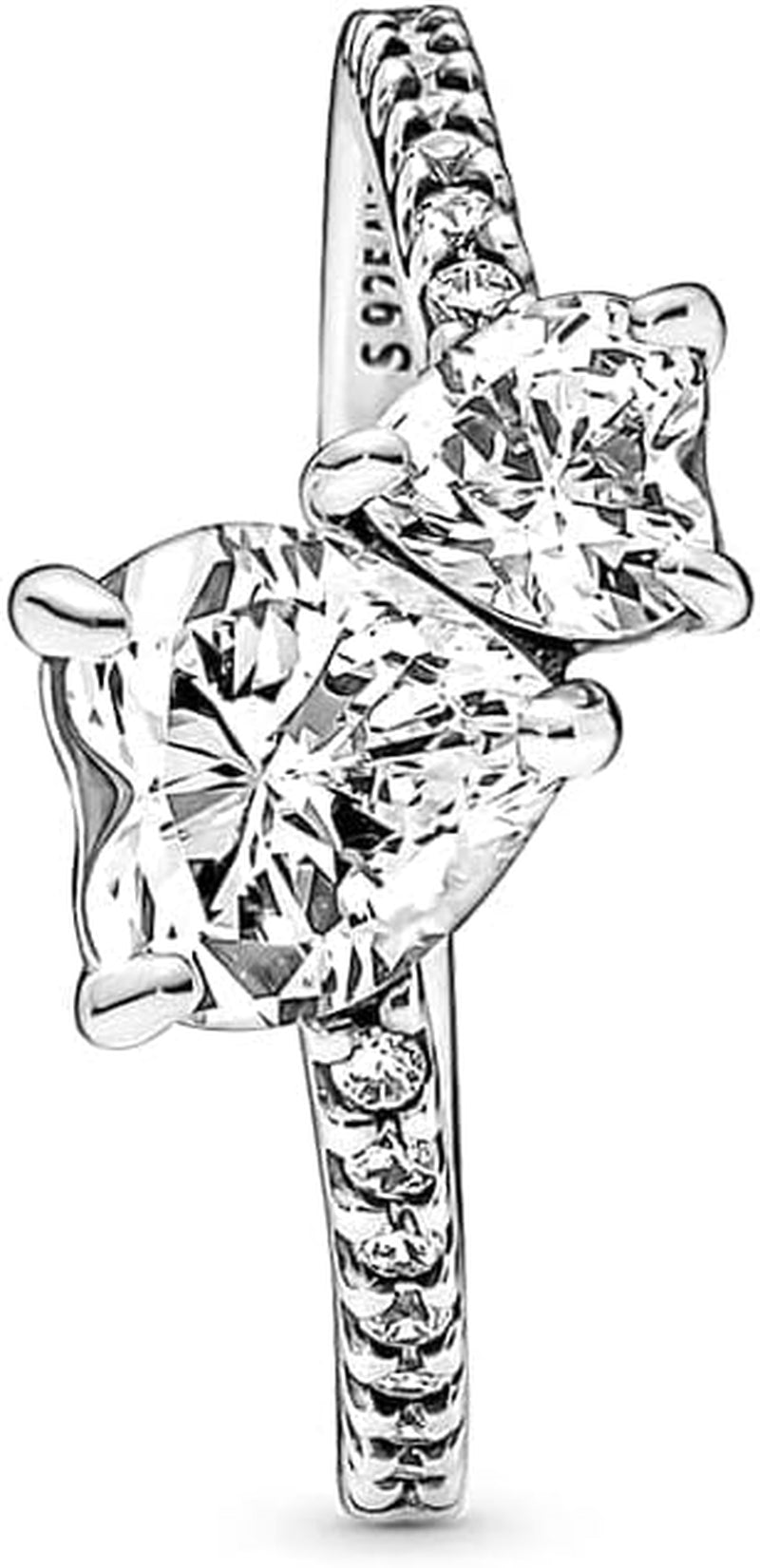 Timeless Women'S Sterling Silver Double Heart Sparkling Ring